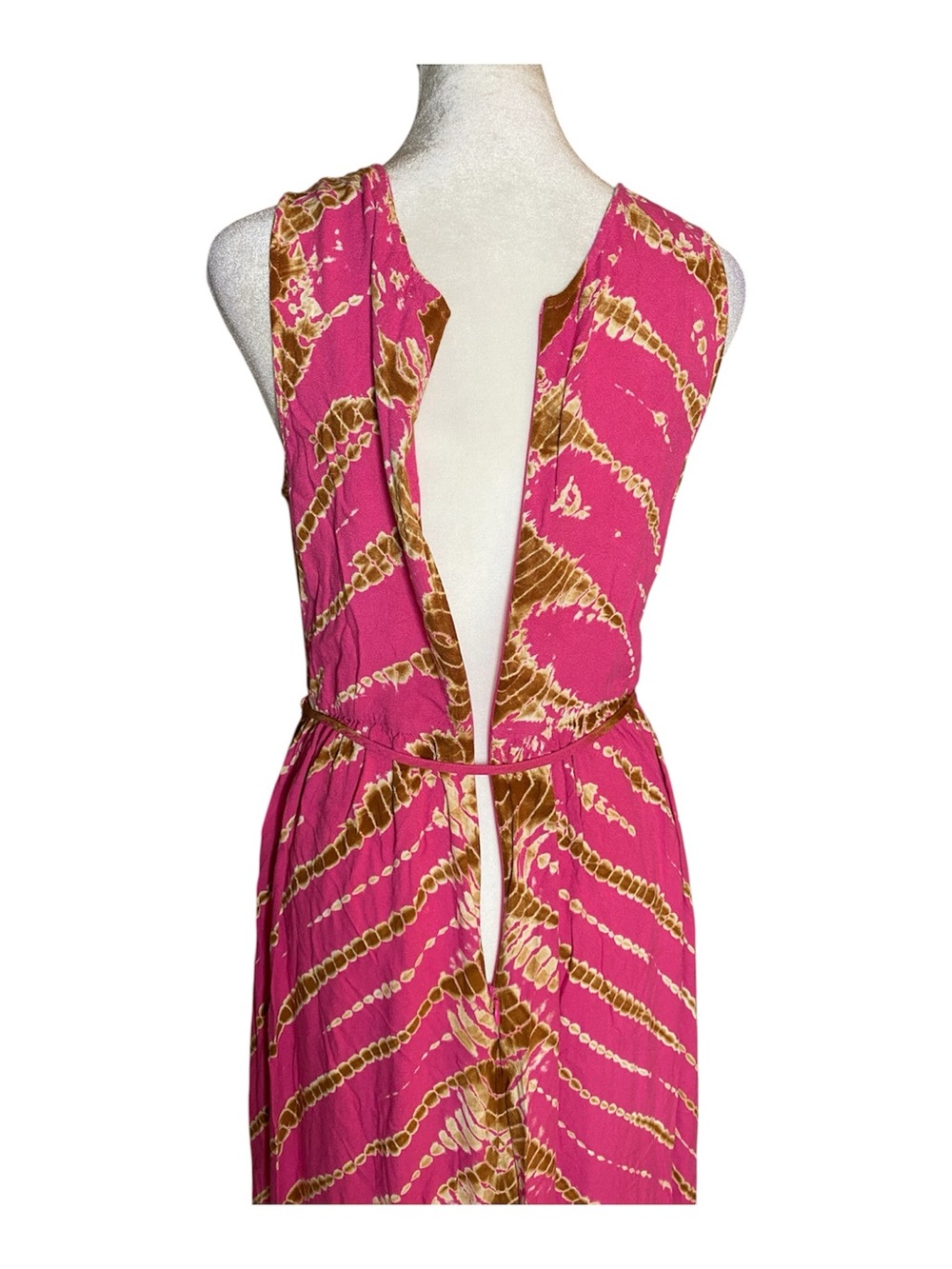 YFB Young Fabulous & Broke Boho Pink Flamingo Gold Tie-Dye Maxi Dress - Size M - Picture 6 of 6